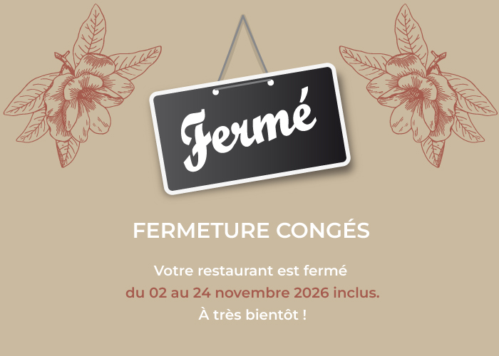 Fermeture Congés du 2 au 24 novembre 2026
